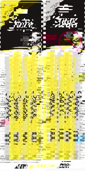 Tank Style Highlighters, Fluorescent Yellow Ink, Chisel Tip, Yellow Barrel, 4/Set